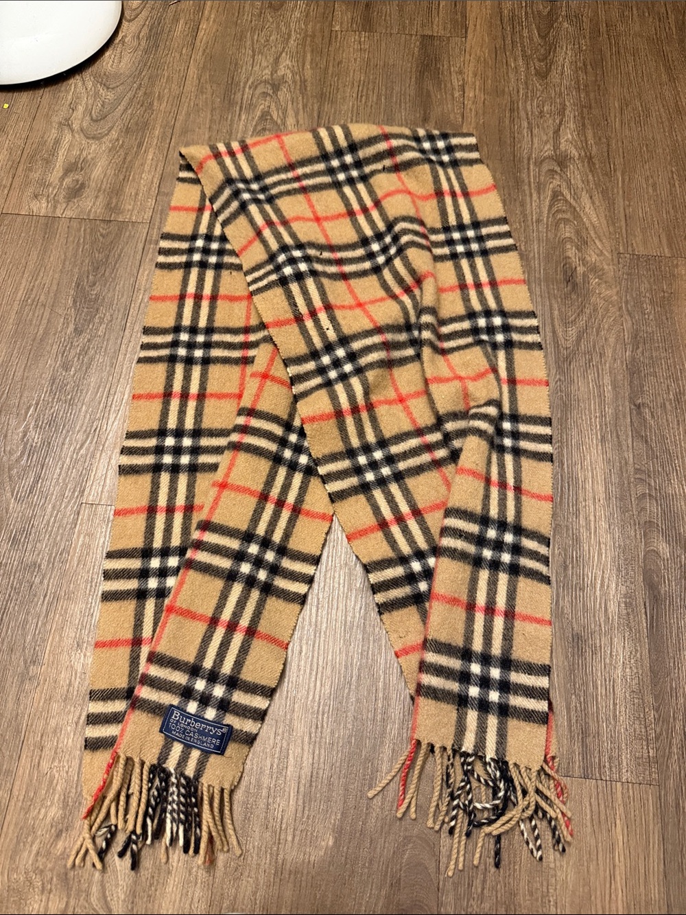 Burberry Classic short Tan Plaid Fringe Scarf